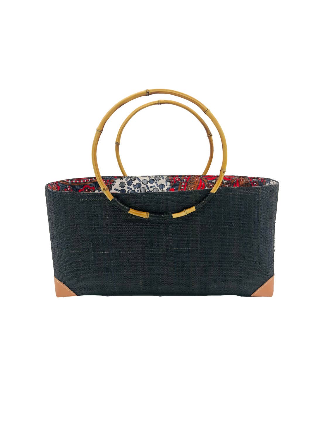 Bebe Straw Handbag with Bamboo Handles: Saffron