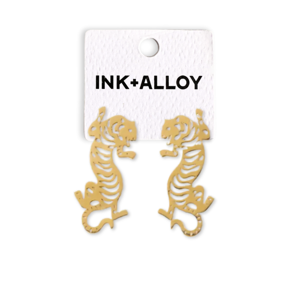 Bianca Tiger Drop Earrings Brass Wholesale