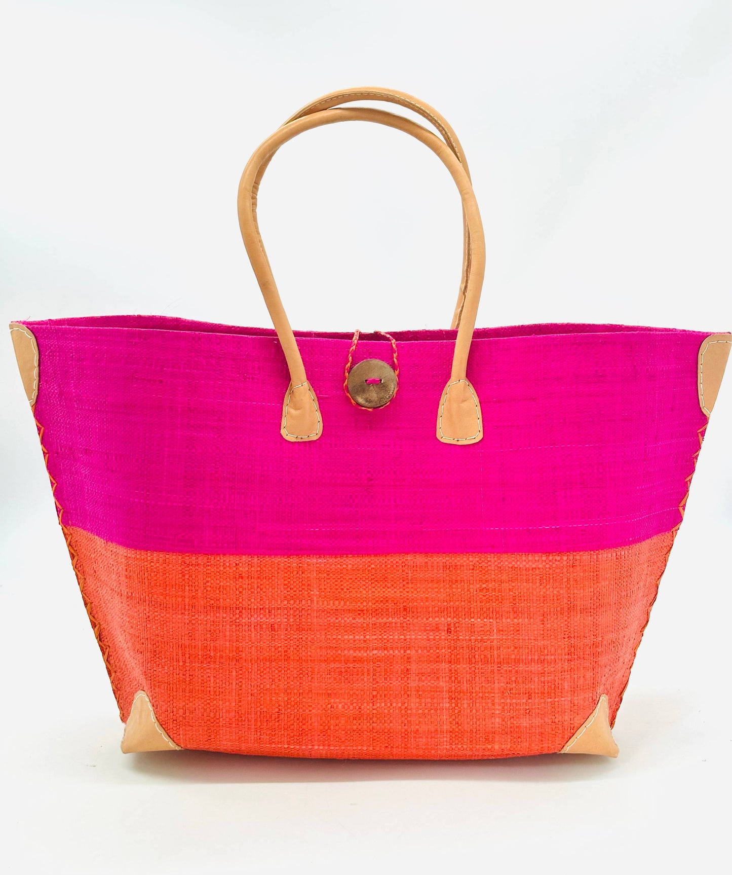 Monterey Two Tone Straw Tote Bag: Grey