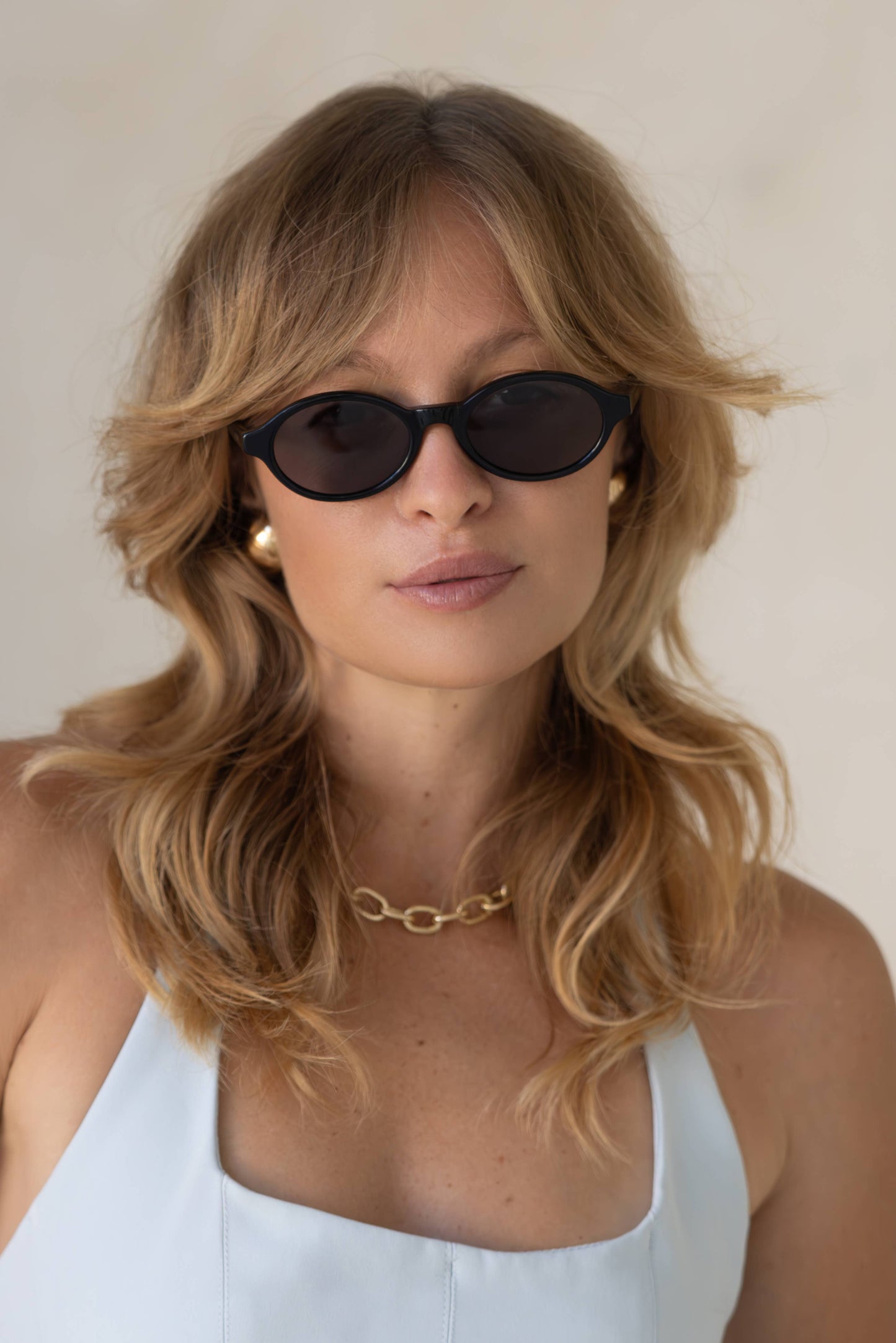 Zoe Acetate Round Womens Sunglasses : Black