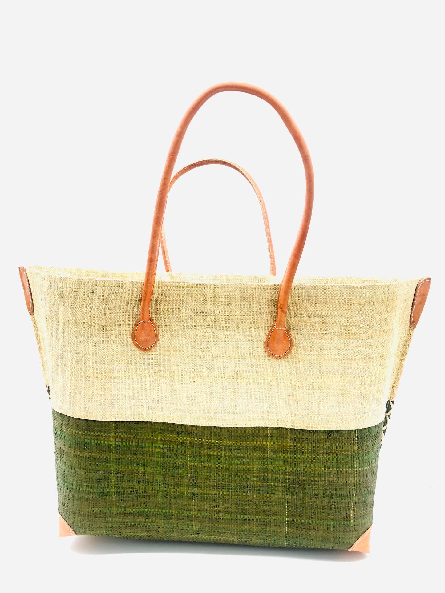 Monterey Two Tone Straw Tote Bag: Grey