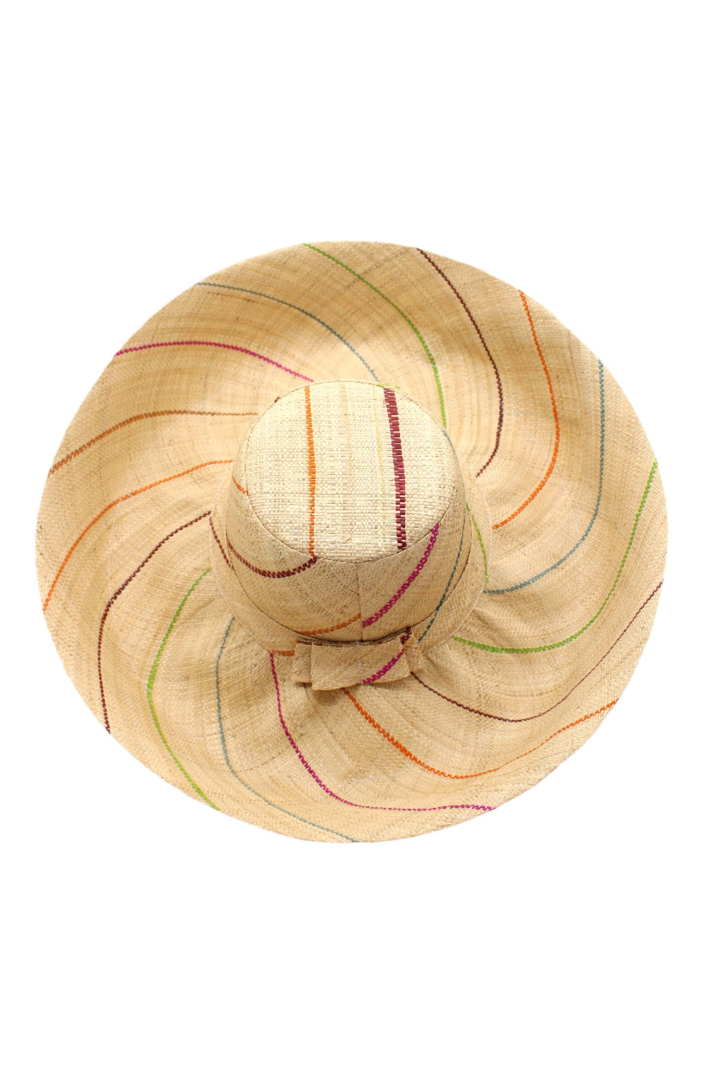 5" & 7" Wide Brim Pinstripe Packable Straw Sun Hats: Black Pinstripes / 5" Brim