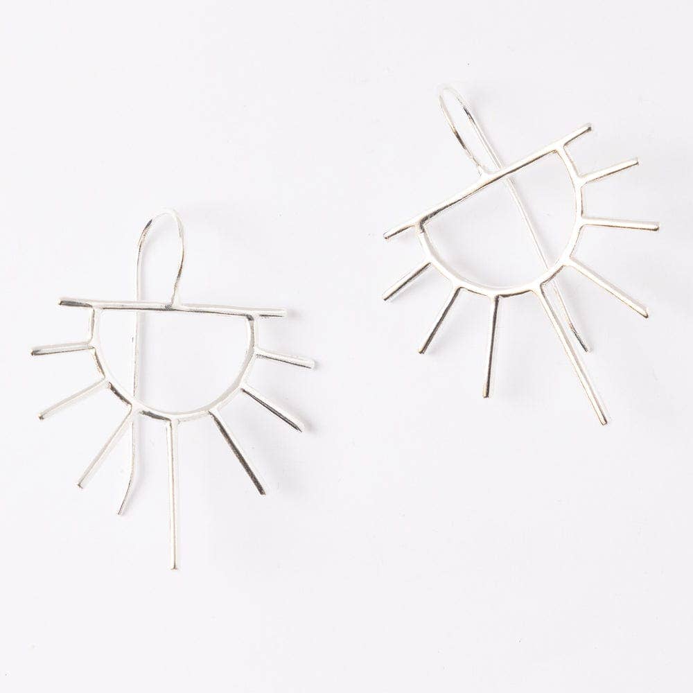 Gretchen Half Sun Threader Earrings Silver