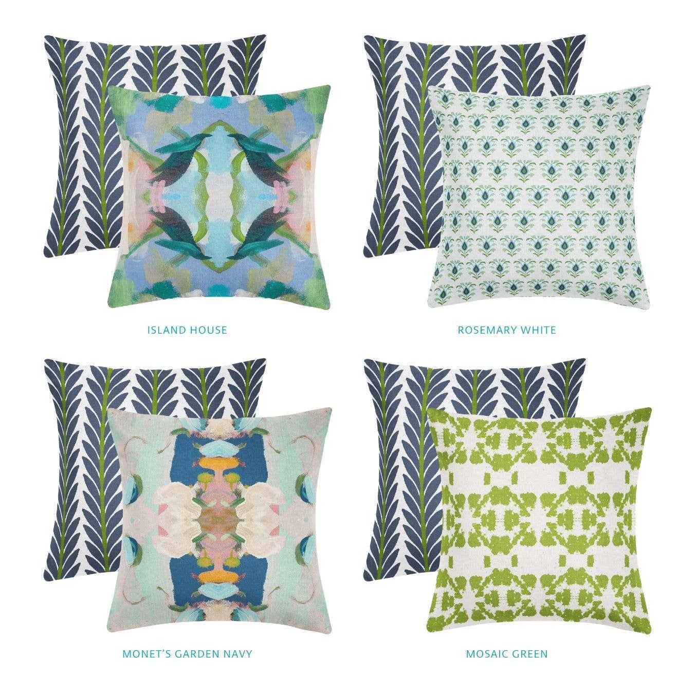 Frond Indigo Decorative Pillow: 22” x 22” Throw Pillow