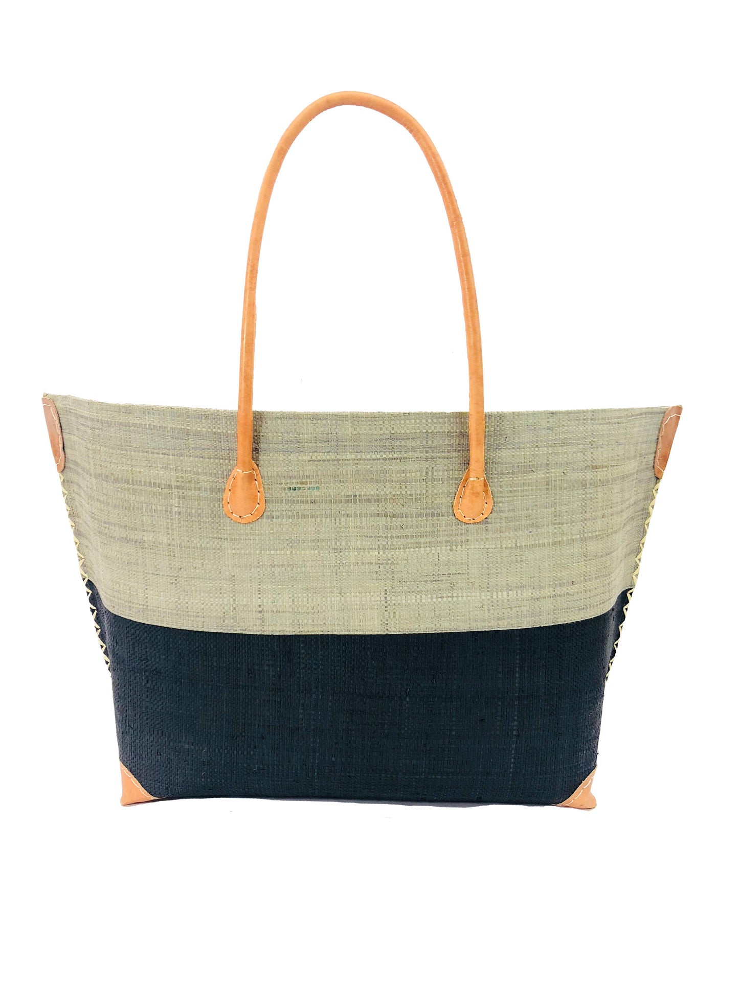 Monterey Two Tone Straw Tote Bag: Grey