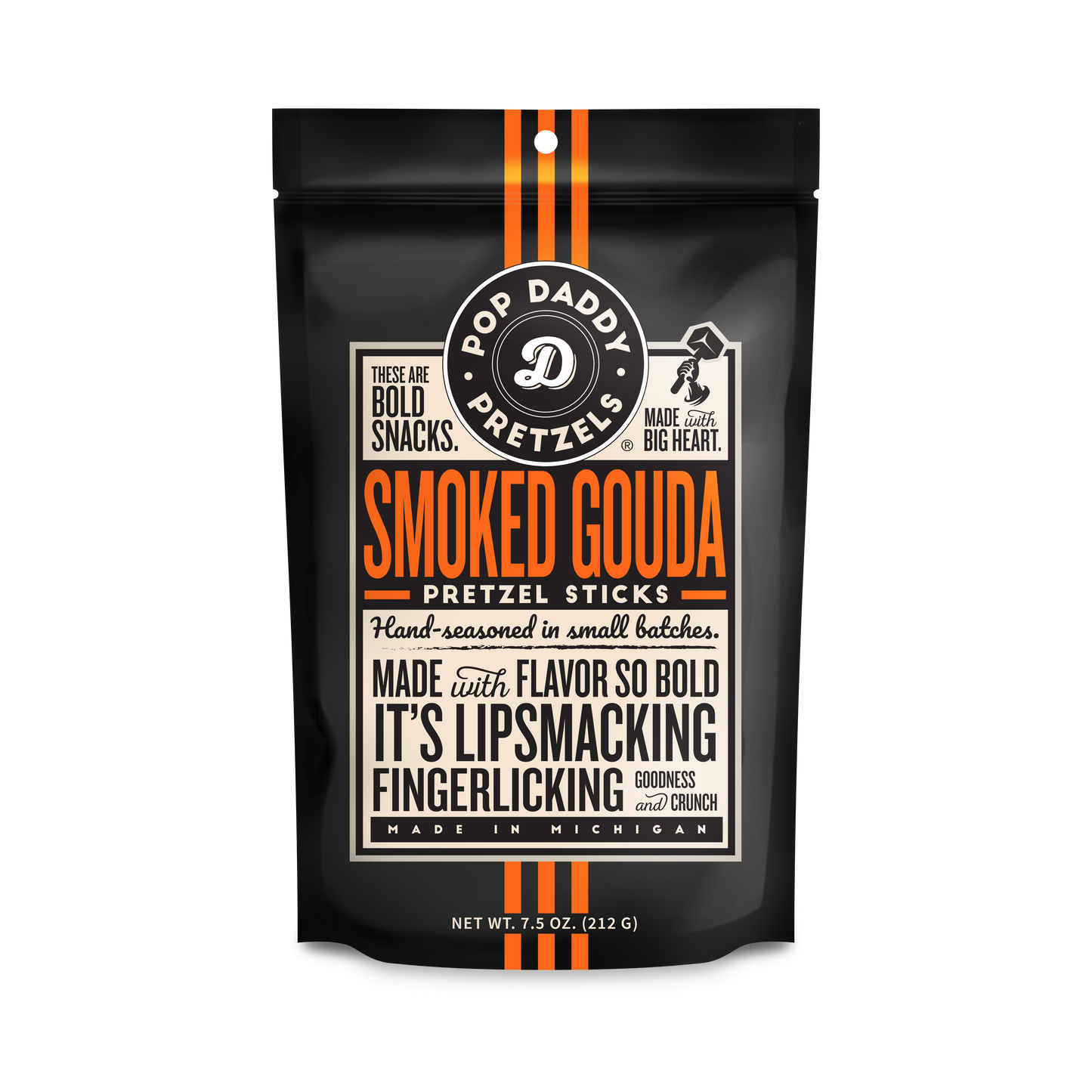 Pop Daddy – Smoked Gouda Seasoned Pretzels 7.5oz Large Bags