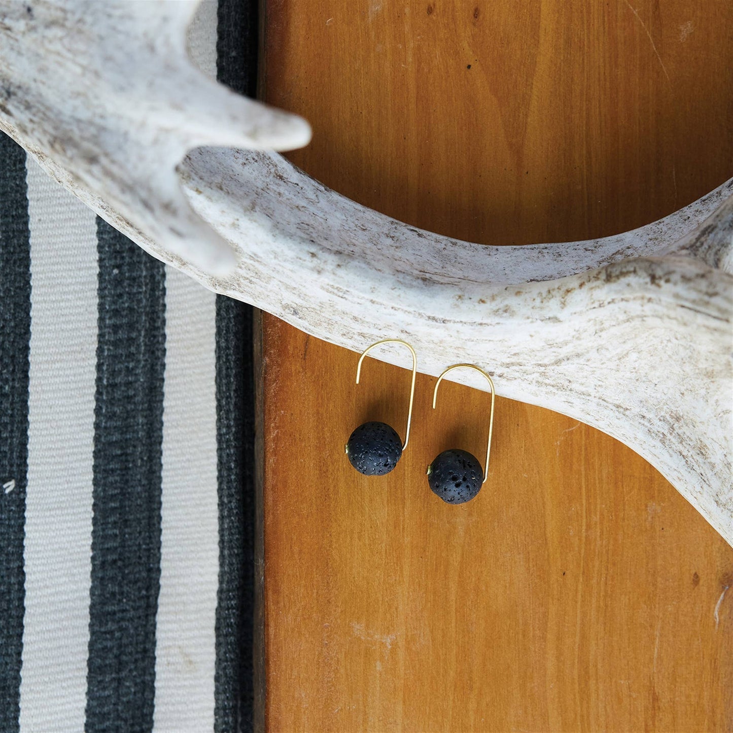 Nevis Lava Drop Earrings - Brass