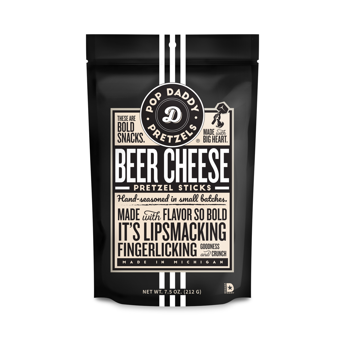 Pop Daddy – Beer Cheese Seasoned Pretzels 7.5oz Large Bag