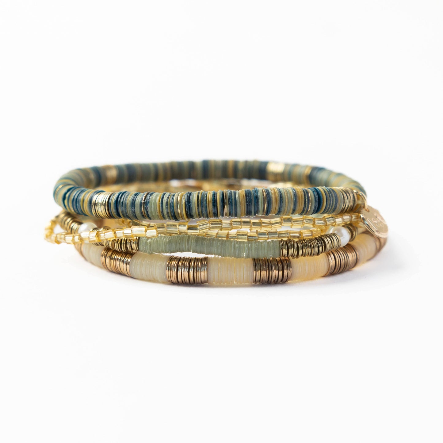 Ink + Alloy Grace Bracelet Stack of 5 - Green + Rust