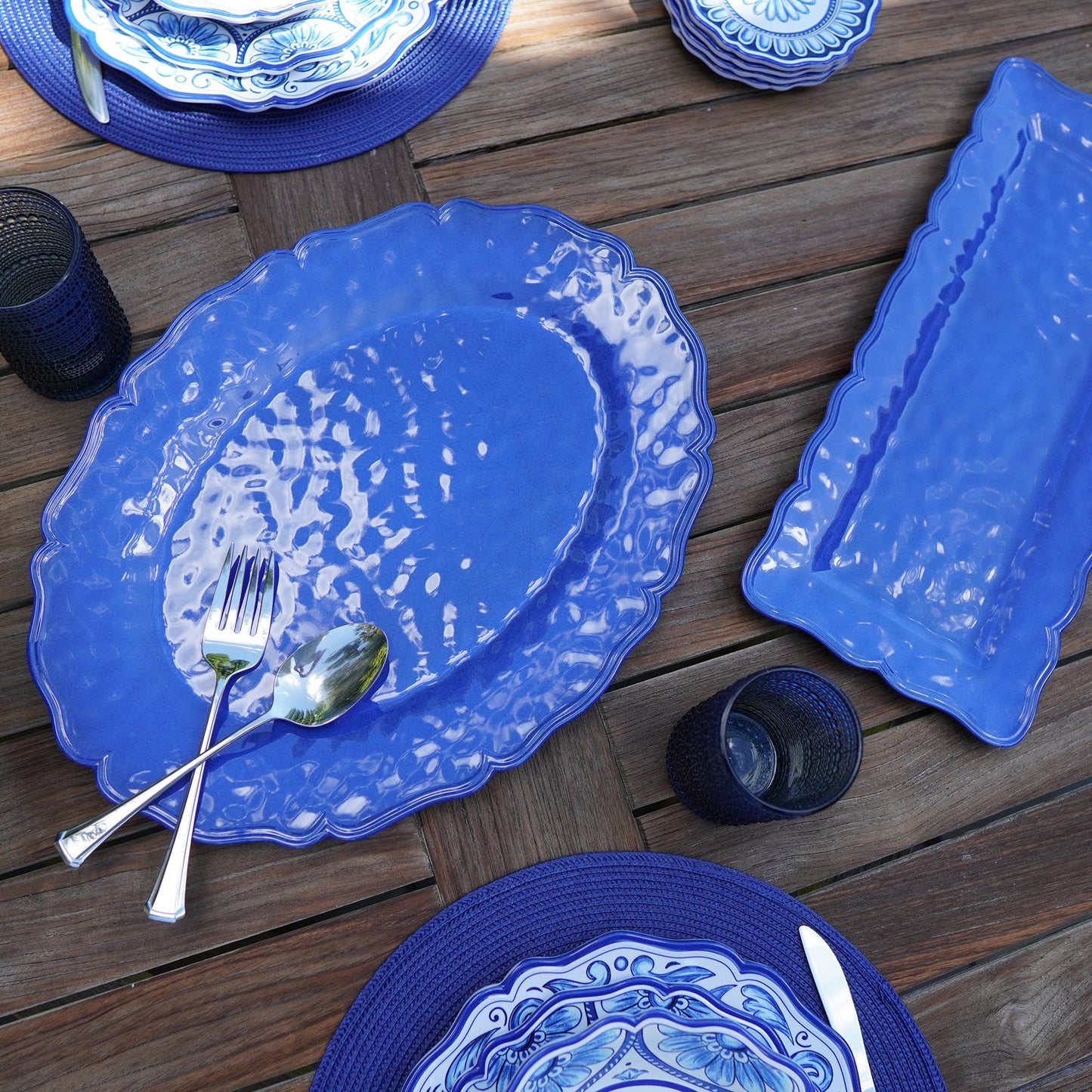 Indigo Blue 100% Melamine Oval Platter