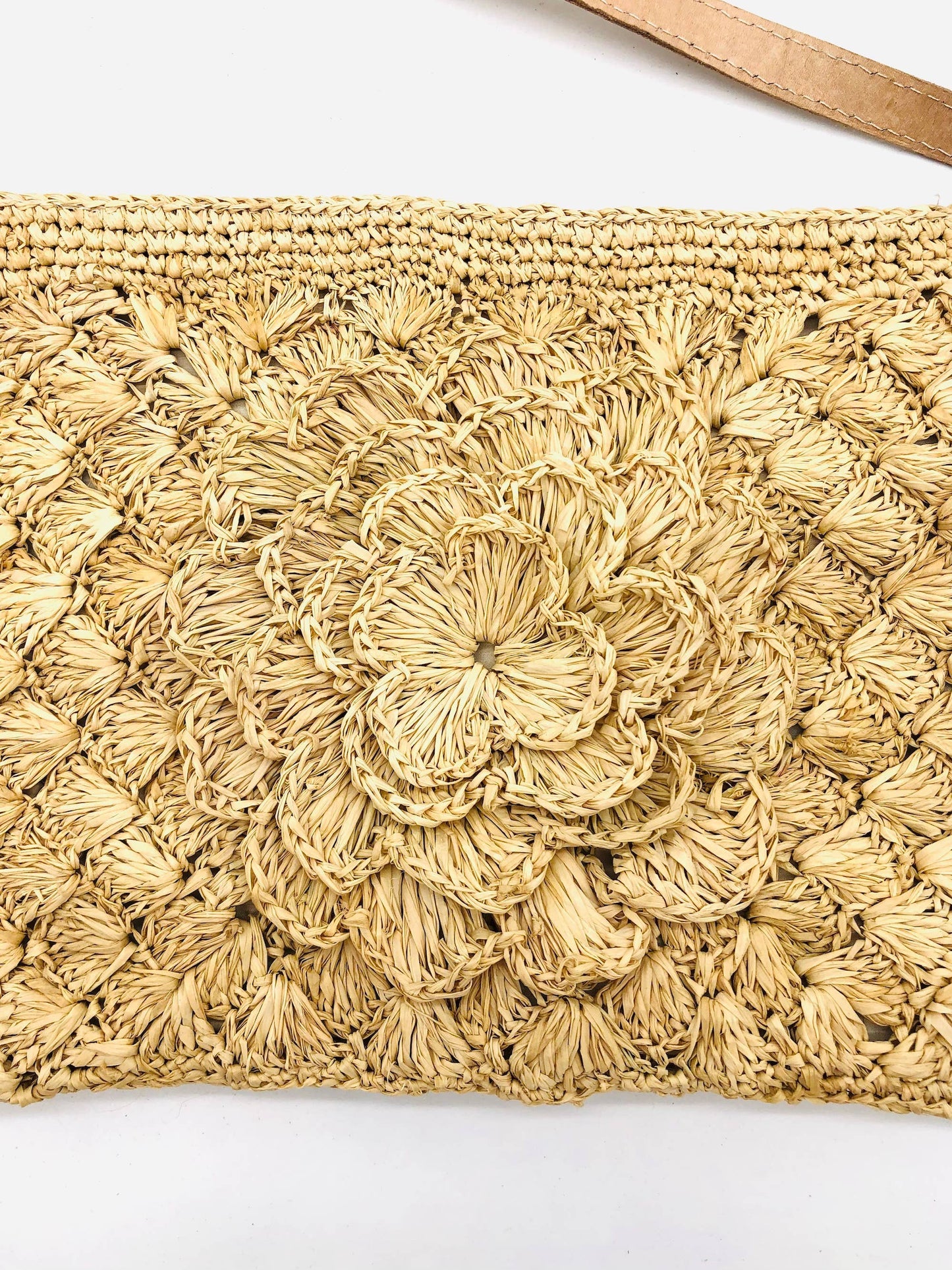 ZaZa Flower Crochet Straw Crossbody Bag with Tassel