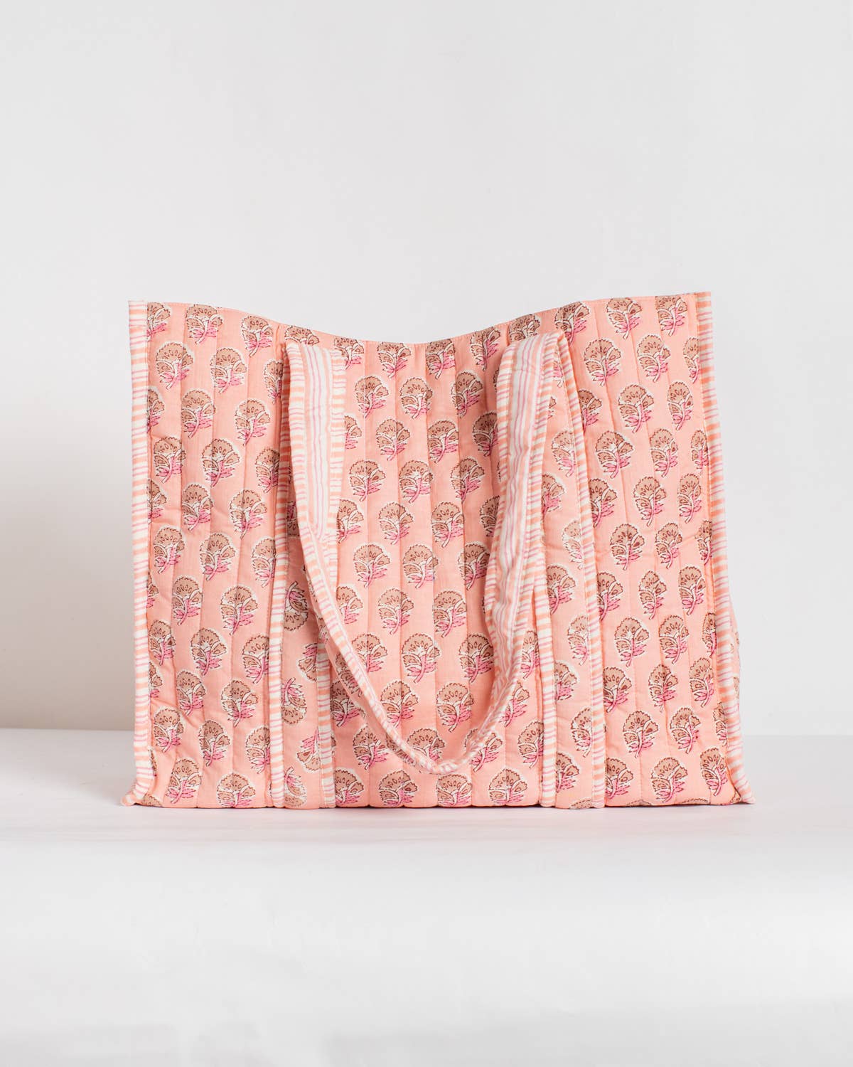 Layla Quilted Tote Pink 18x16x7