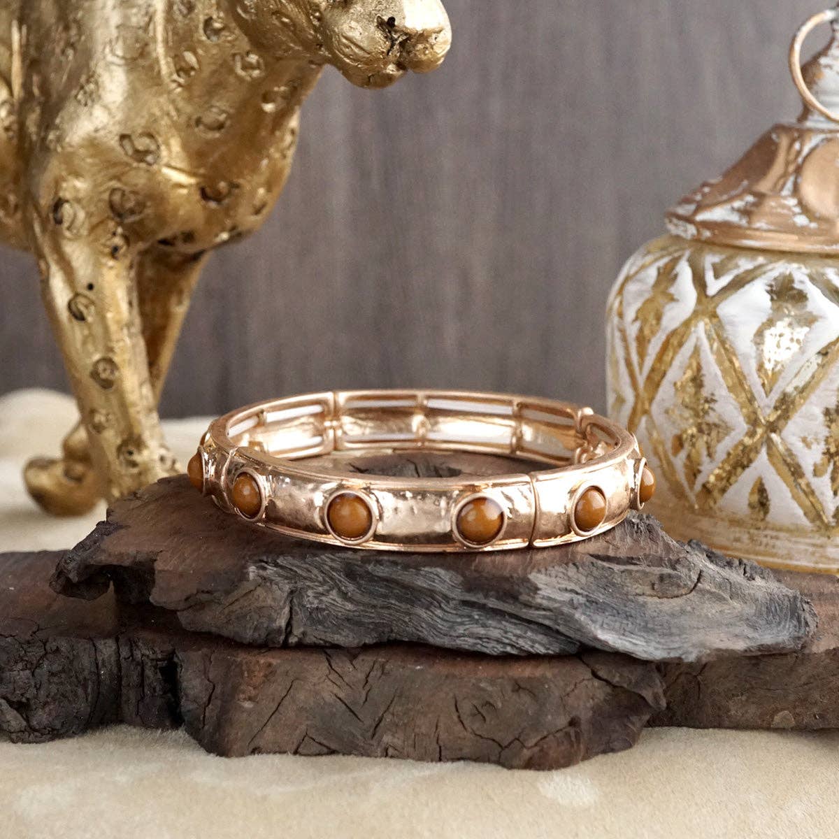 Timeless Charm – Slim Cabochon Eternity Bangle: Black