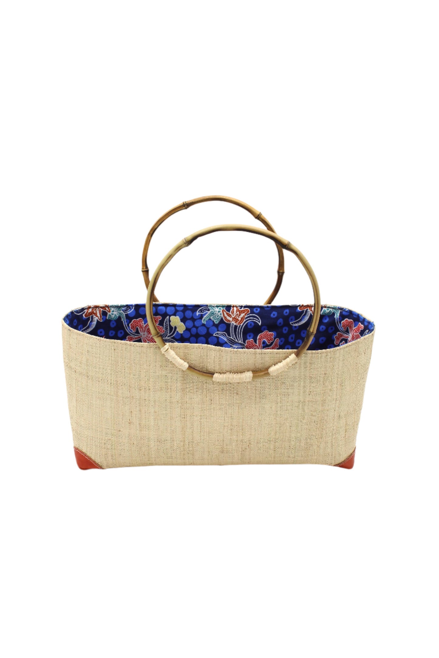 Bebe Straw Handbag with Bamboo Handles: Saffron