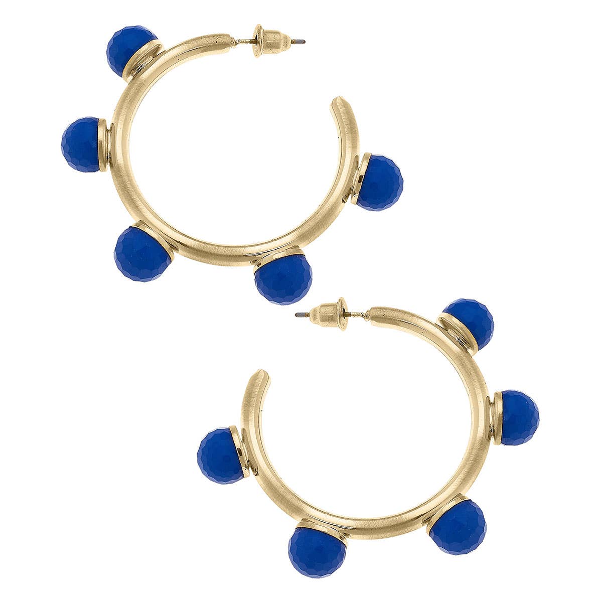 Allison Resin Beaded Hoop Earrings: Royal Blue