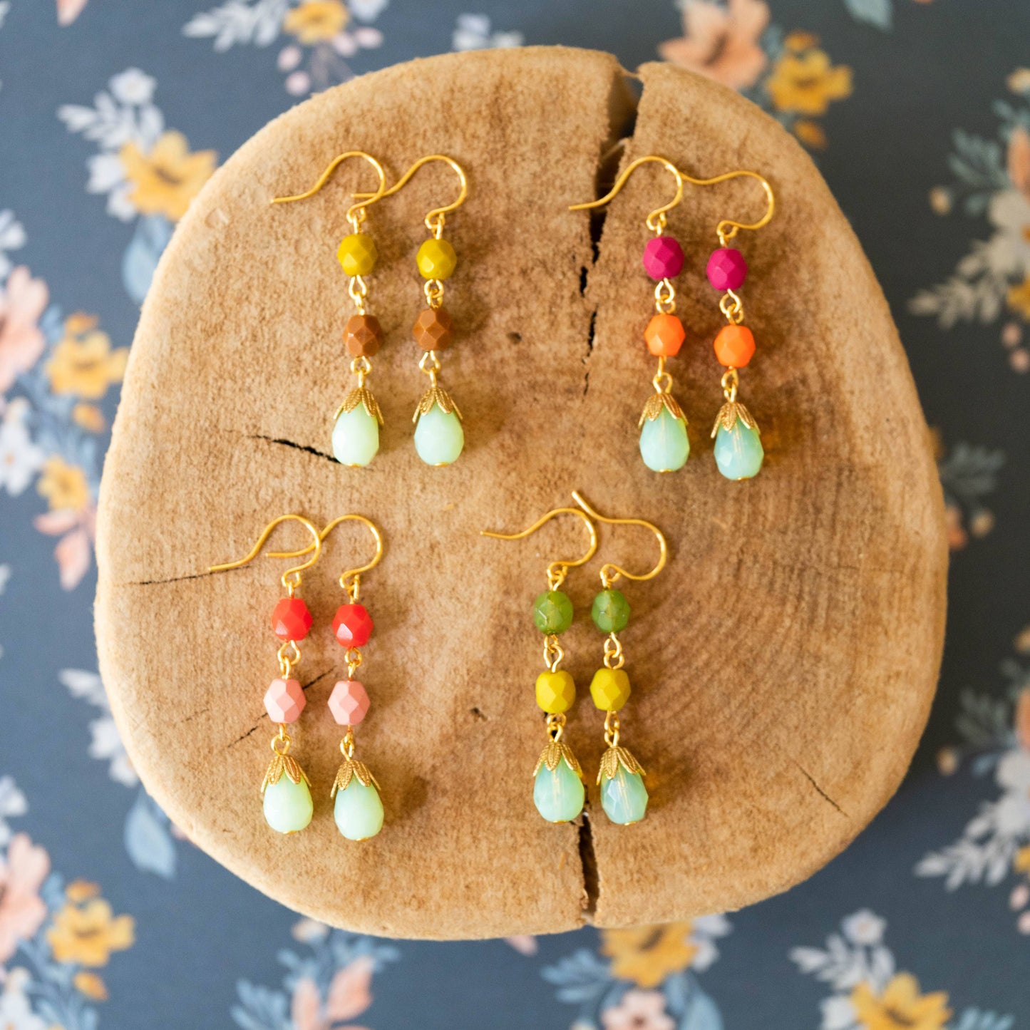 Colorful Beaded Earrings, beaded statement earrings: No.2