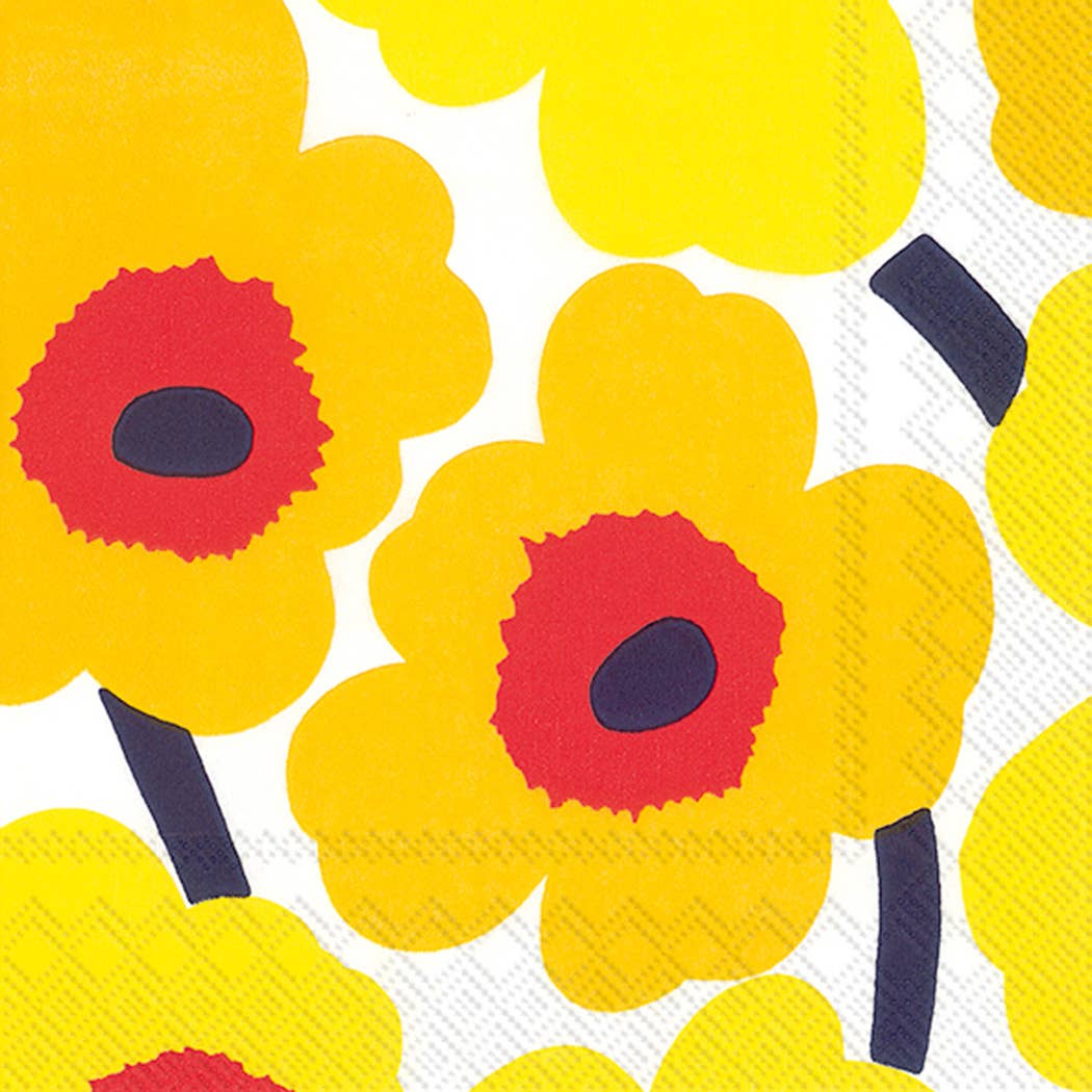 Paper Cocktail Napkins 20 ct Marimekko Unikko dark yellow