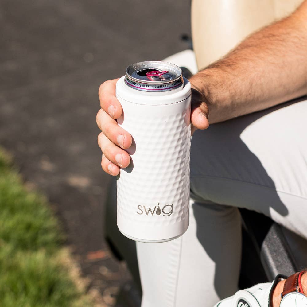 Swig - White Golf Ball Skinny Can Cooler (12oz)