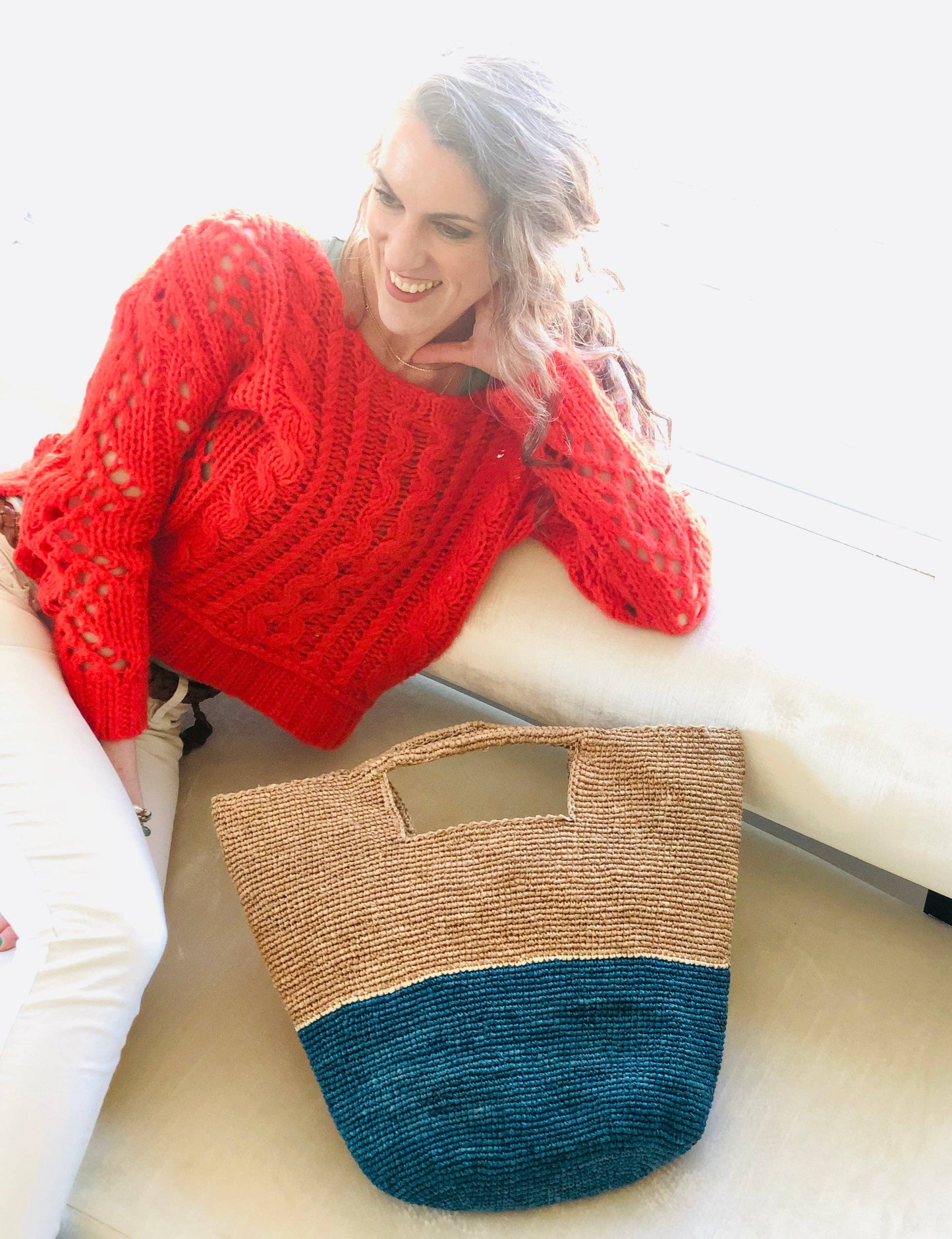 ConCon Crochet Straw Basket: Tobacco