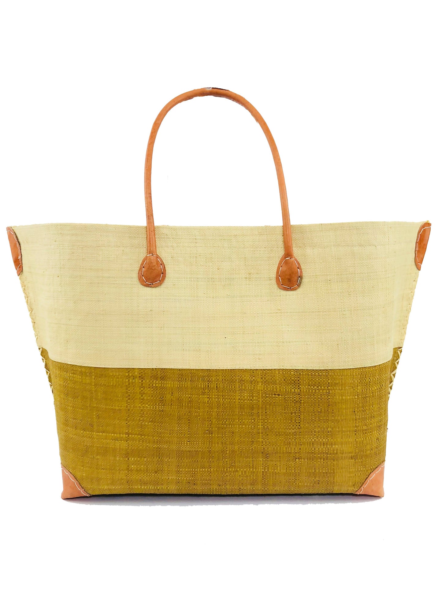 Monterey Two Tone Straw Tote Bag: Grey