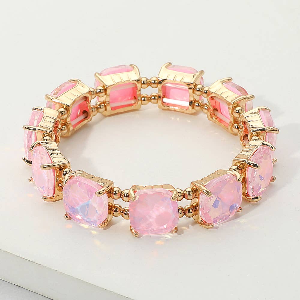 Cushion Square Stone Stretch Evening Bracelet: TP-AB