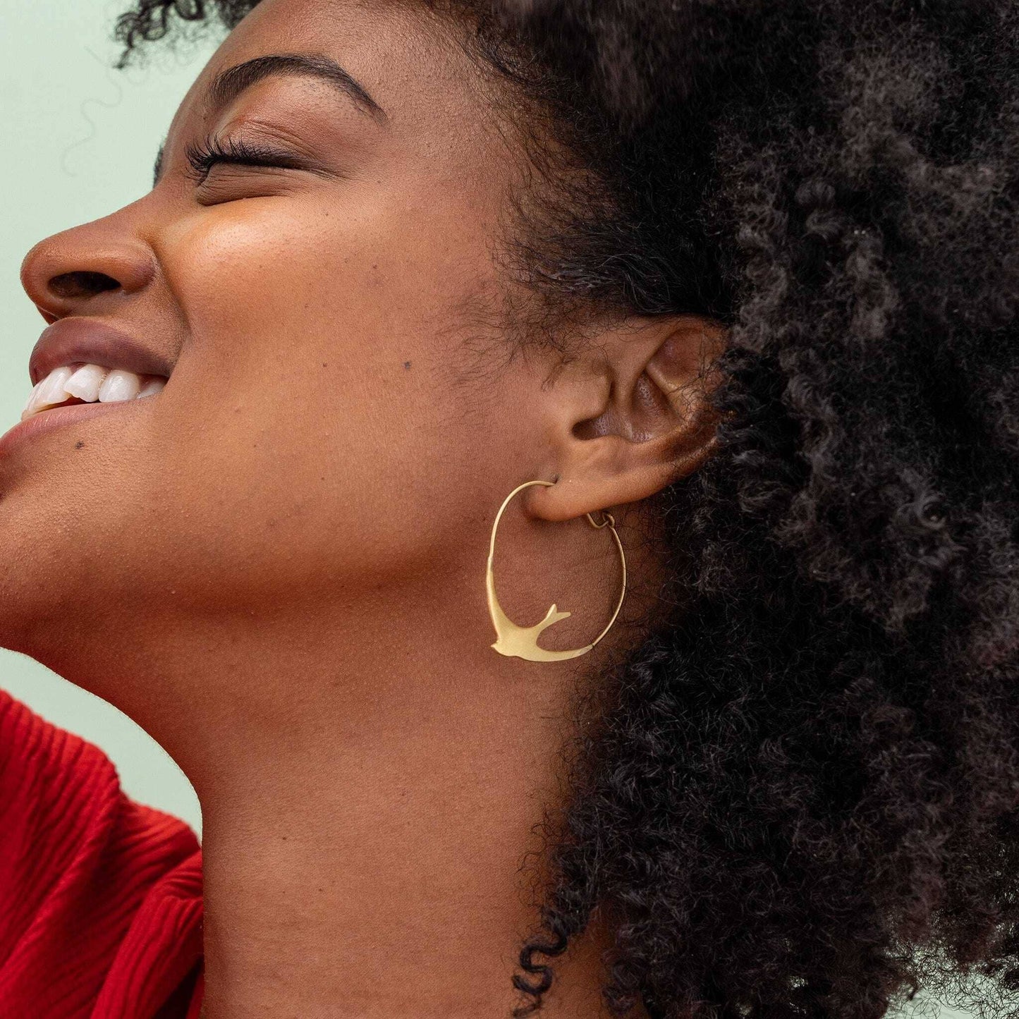 Ink + Alloy Amelia Circle Bird Hoop Earrings Brass