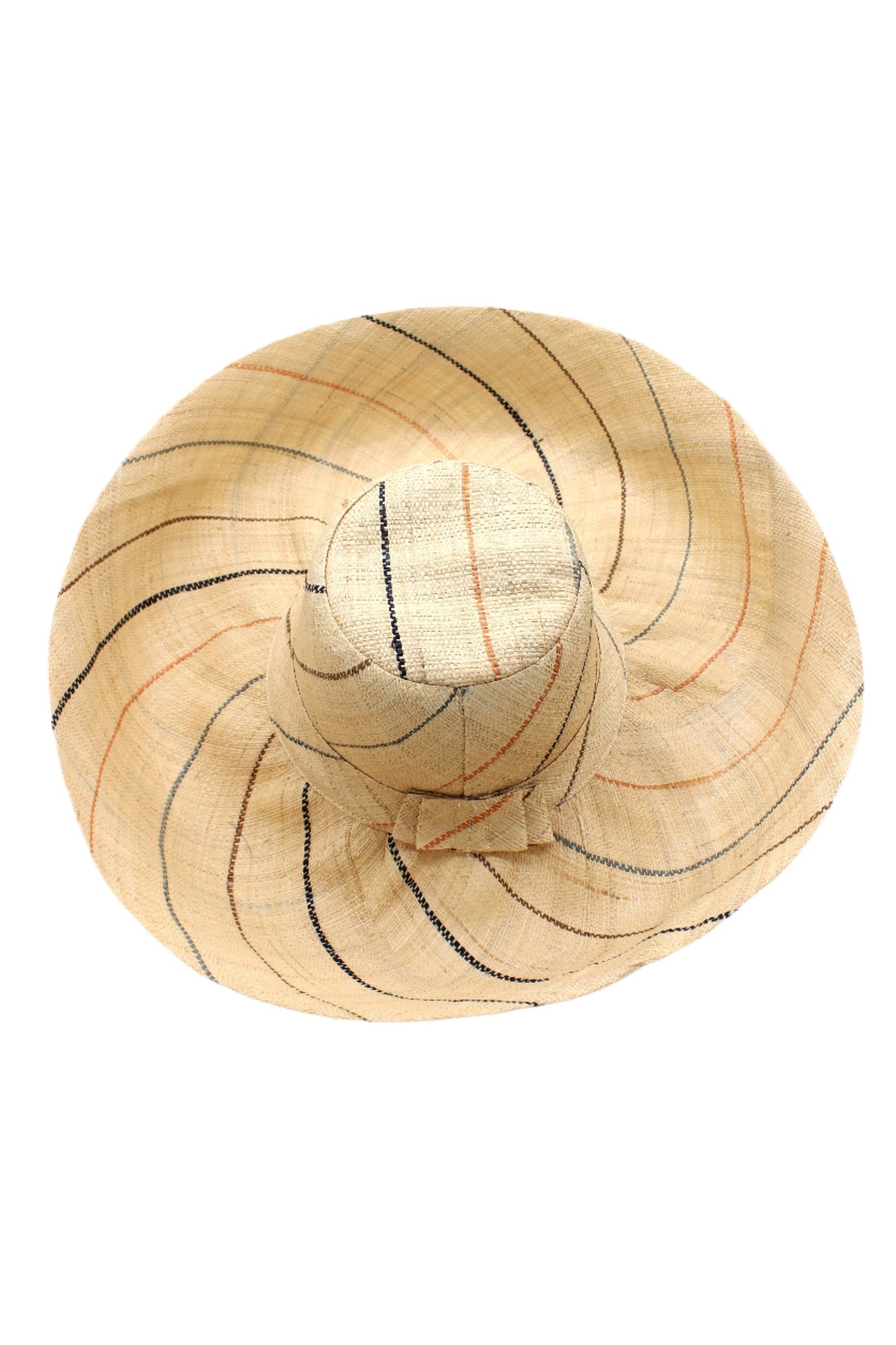 5" & 7" Wide Brim Pinstripe Packable Straw Sun Hats: Black Pinstripes / 5" Brim
