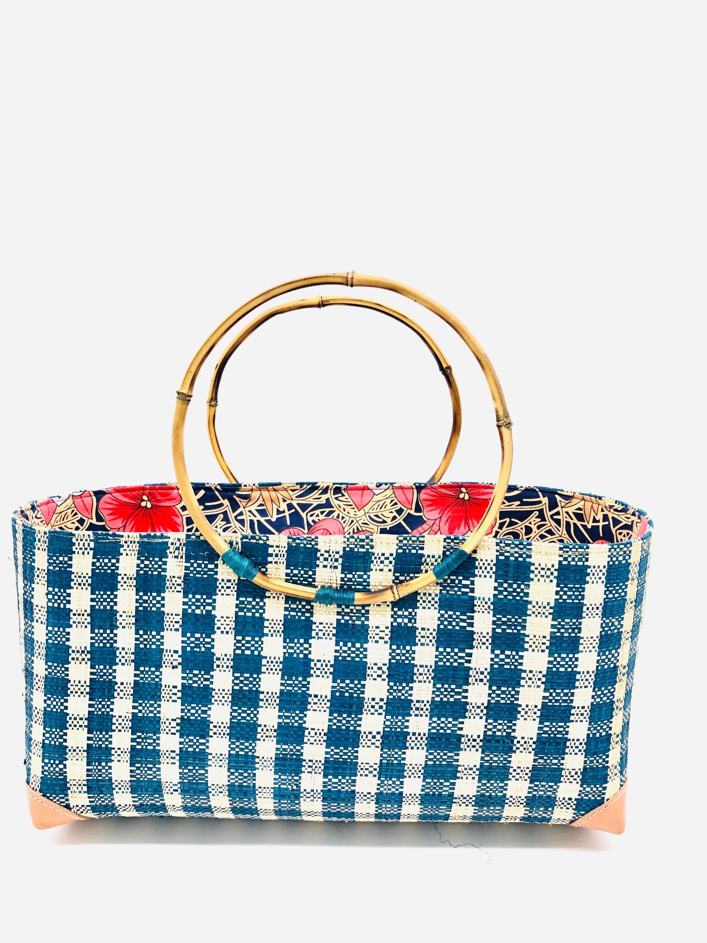 Bebe Straw Handbag with Bamboo Handles: Natural