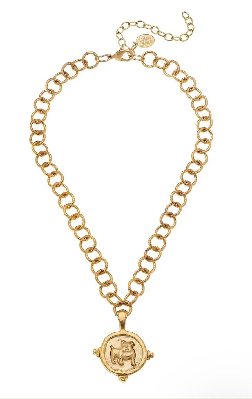 Susan Shaw Bulldog Intaglio Necklace