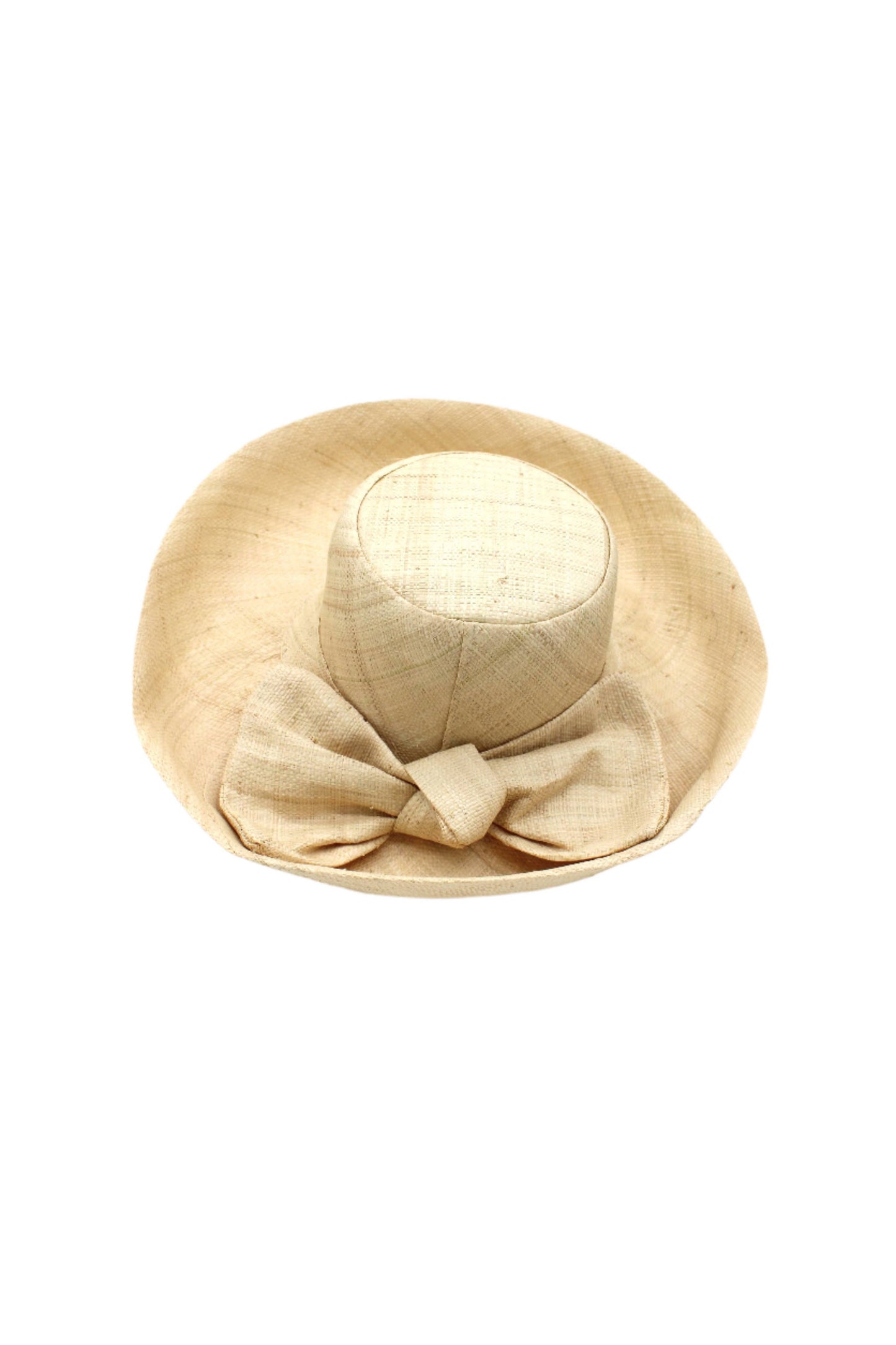 5" & 7" Wide Brim Big Bow Solid Color Straw Sun Hats: Natural / 5" Brim