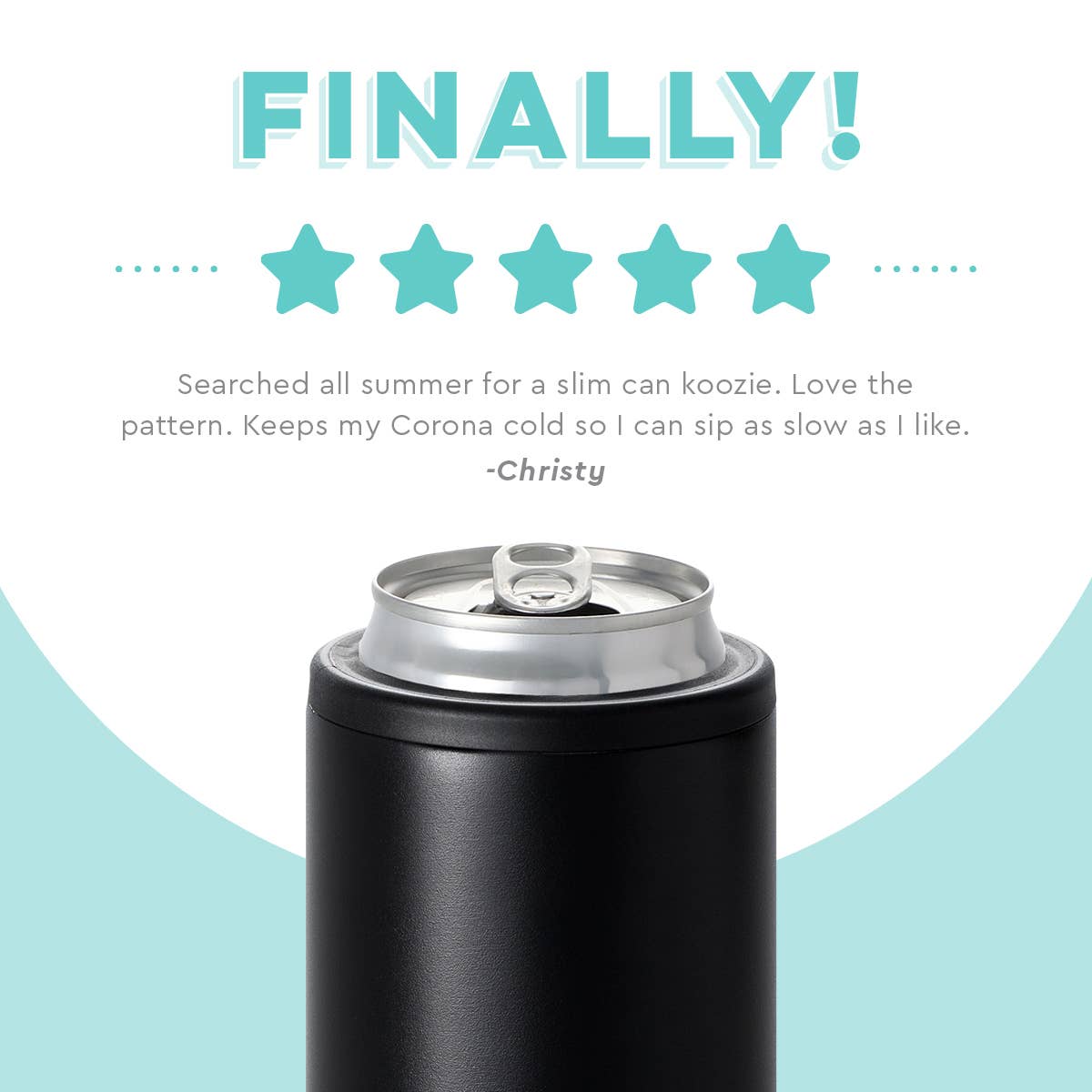 Swig - Black Skinny Can Cooler (12oz)