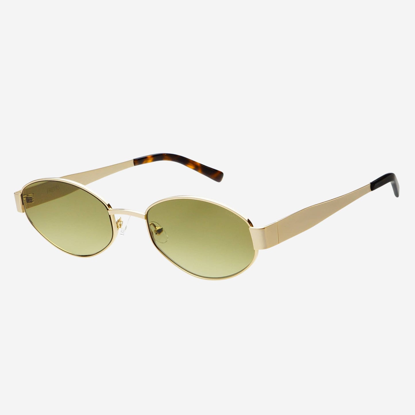 Freyrs Soho Womens Oval Sunglasses: Gold / Green