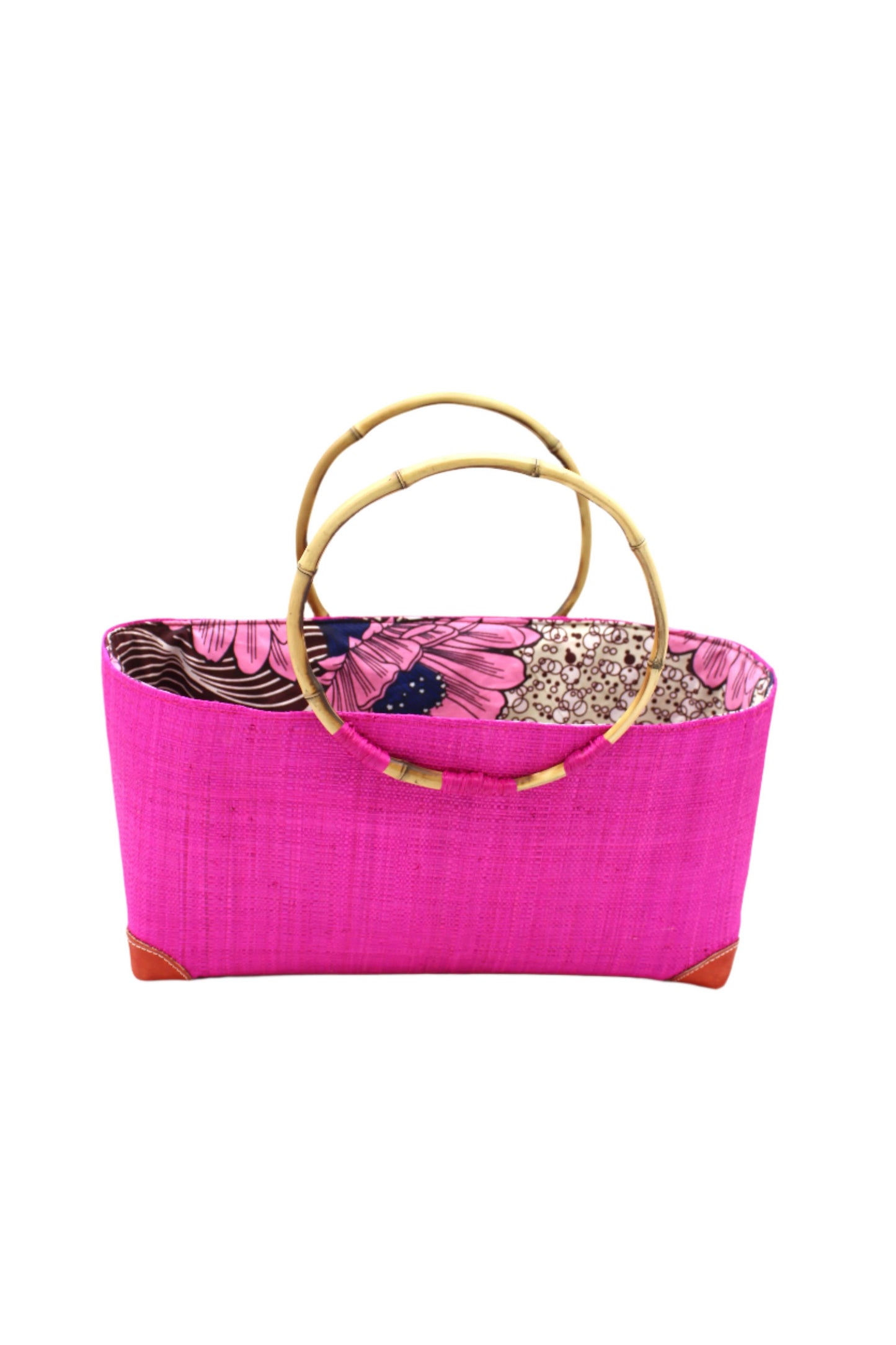 Bebe Straw Handbag with Bamboo Handles: Saffron