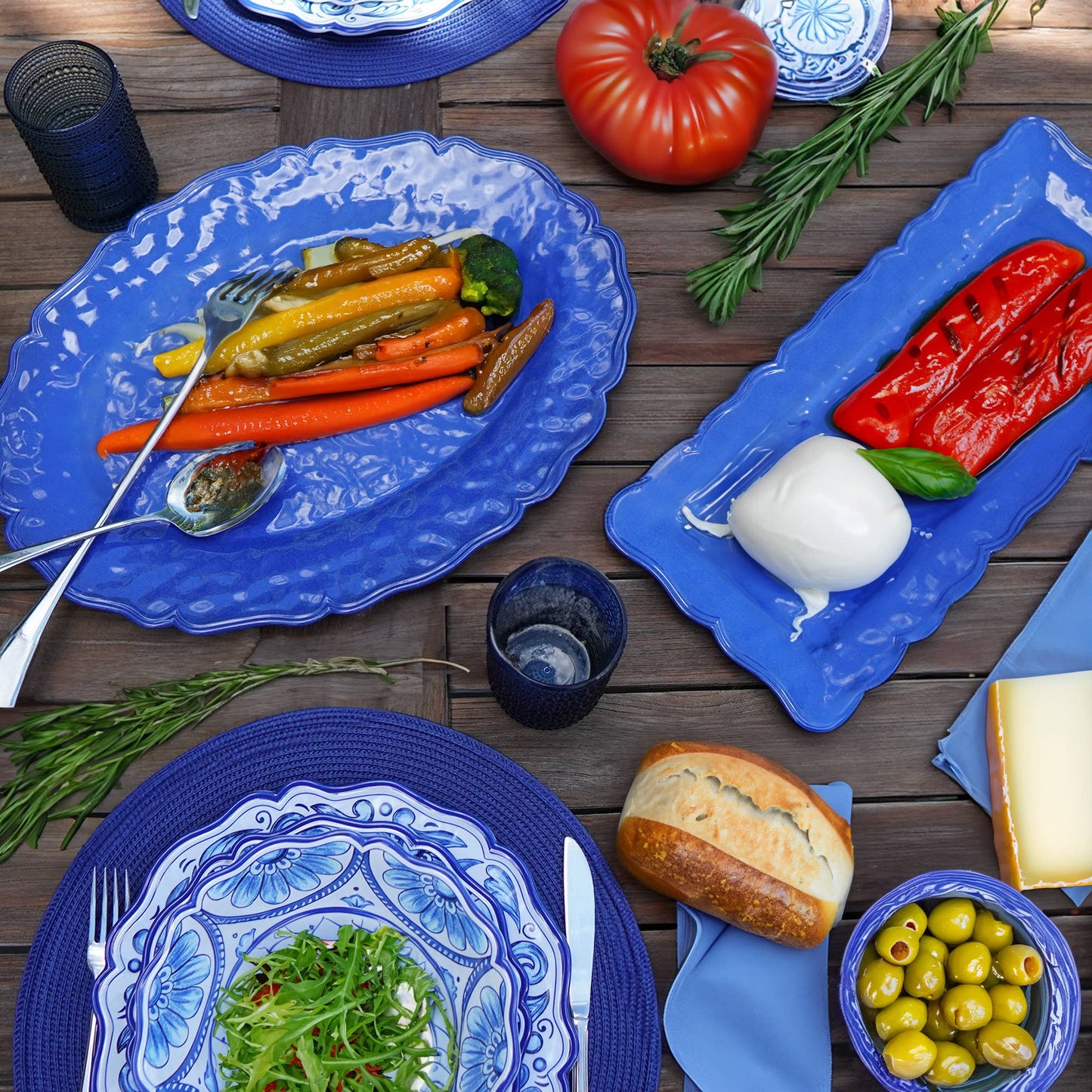 Indigo Blue 100% Melamine Rectangular Platter