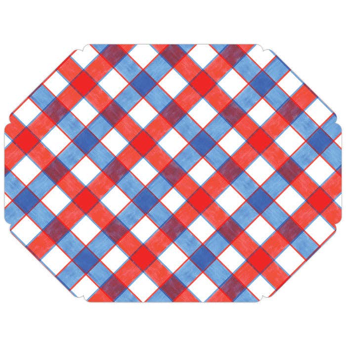 Red White & Blue Buffalo Check Posh Die-Cut Placemats