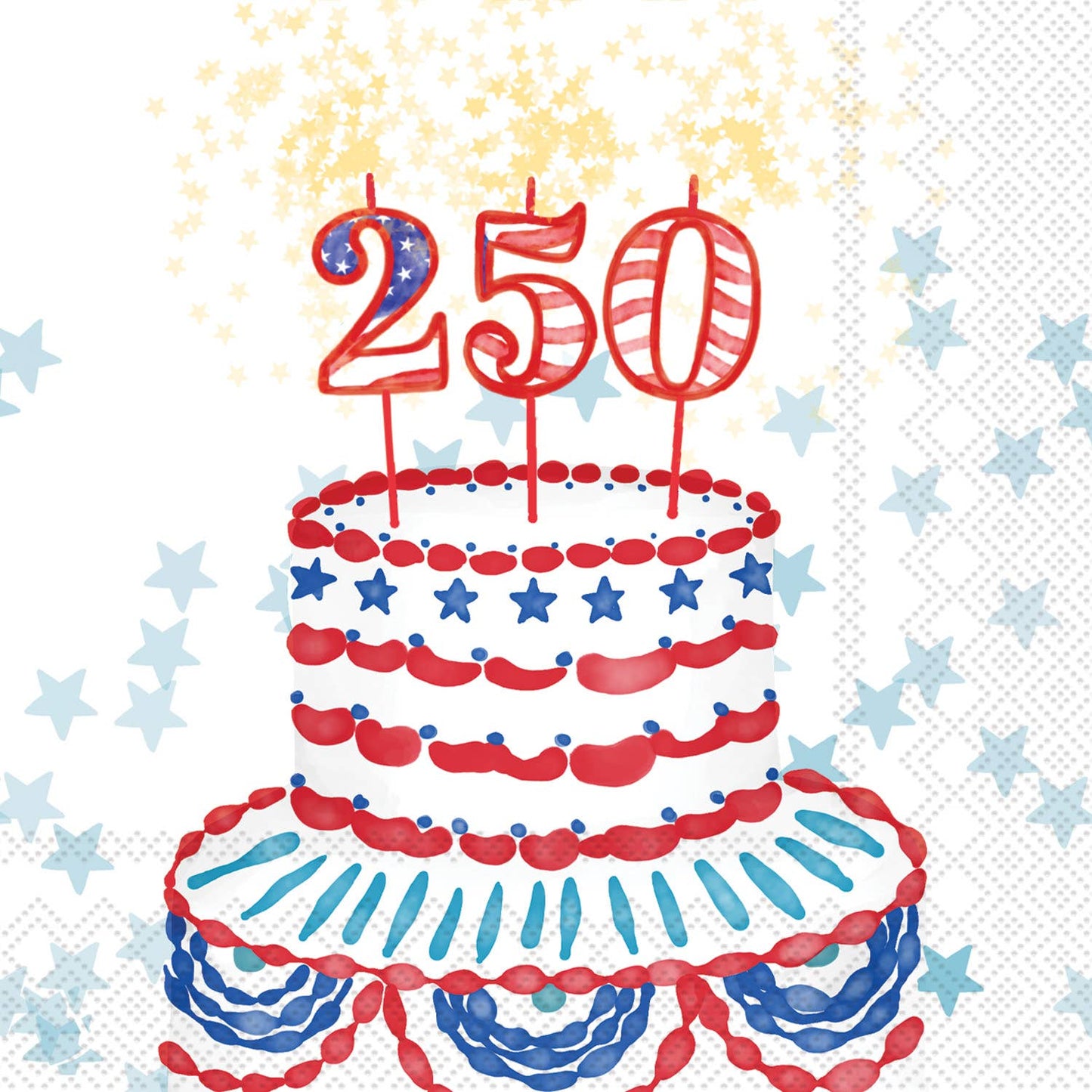 Paper Cocktail Napkins USA 250th Cake Semiquincentennial