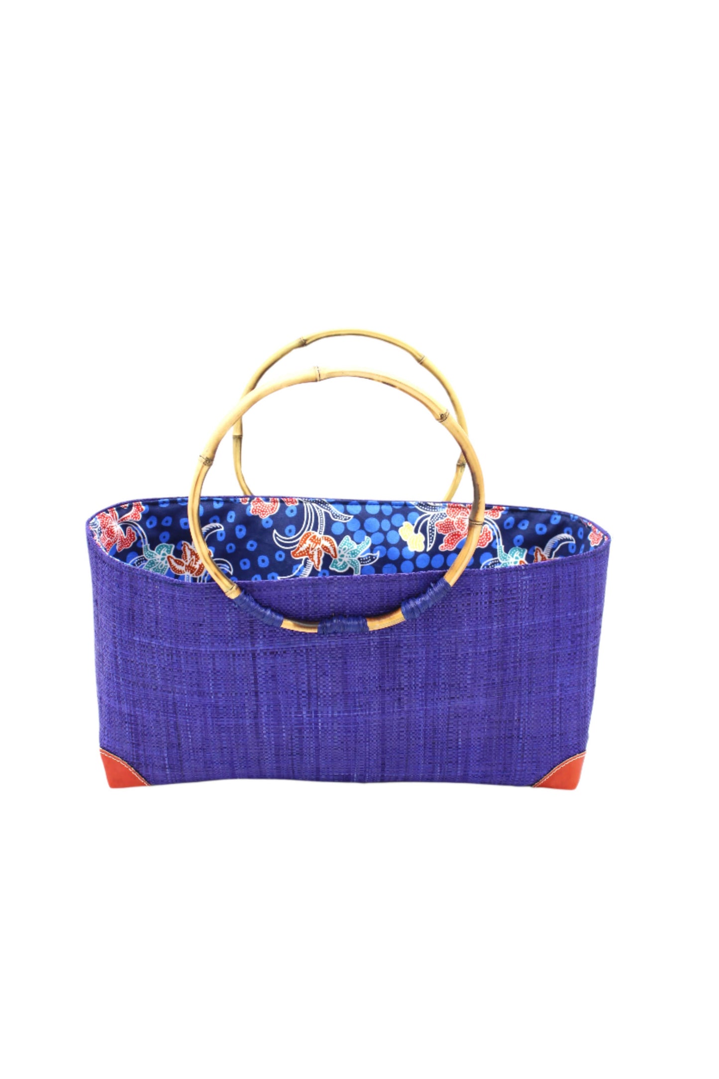 Bebe Straw Handbag with Bamboo Handles: Saffron
