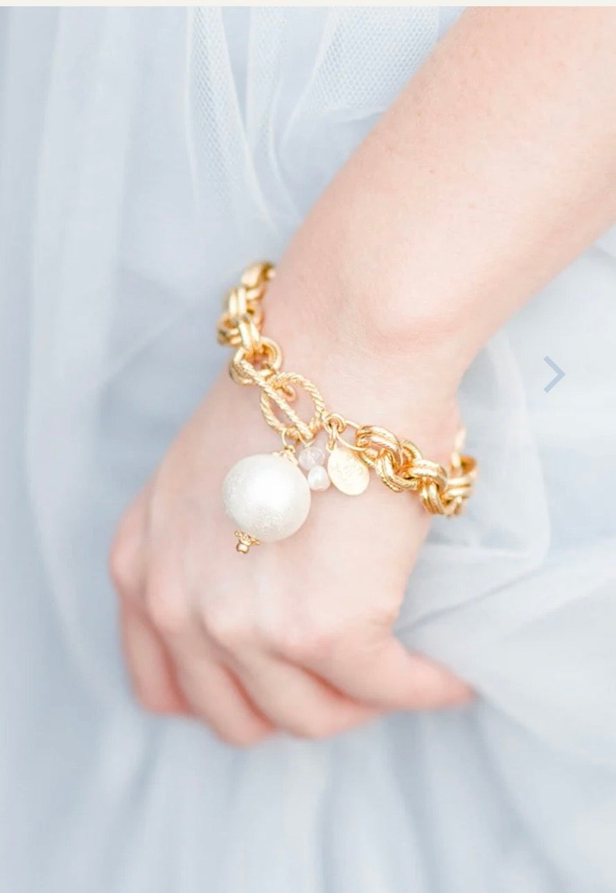 Susan Shaw Double Link Cotton Pearl Bracelet