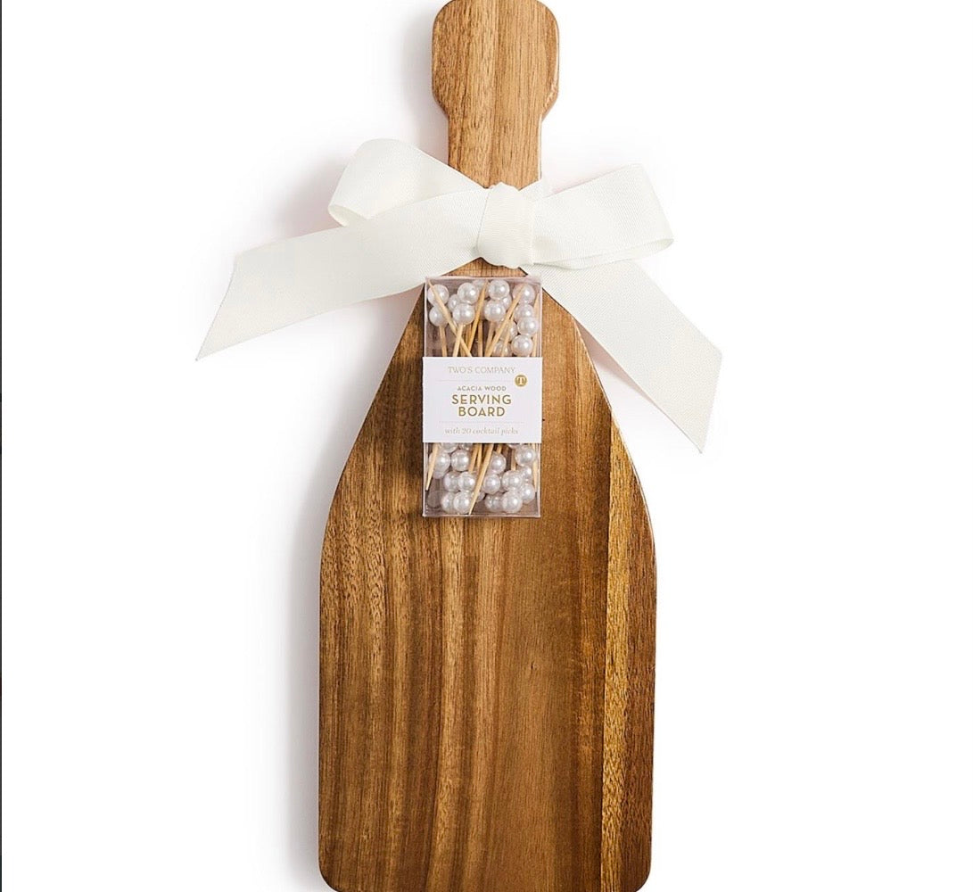 Champagne Bottle Charcuterie Board With Pearl Picks