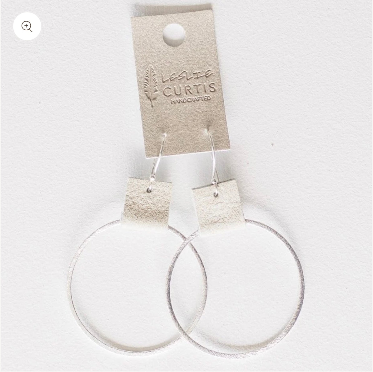 Leslie Curtis Laura- Medium Silver Hoop, Leather Sand