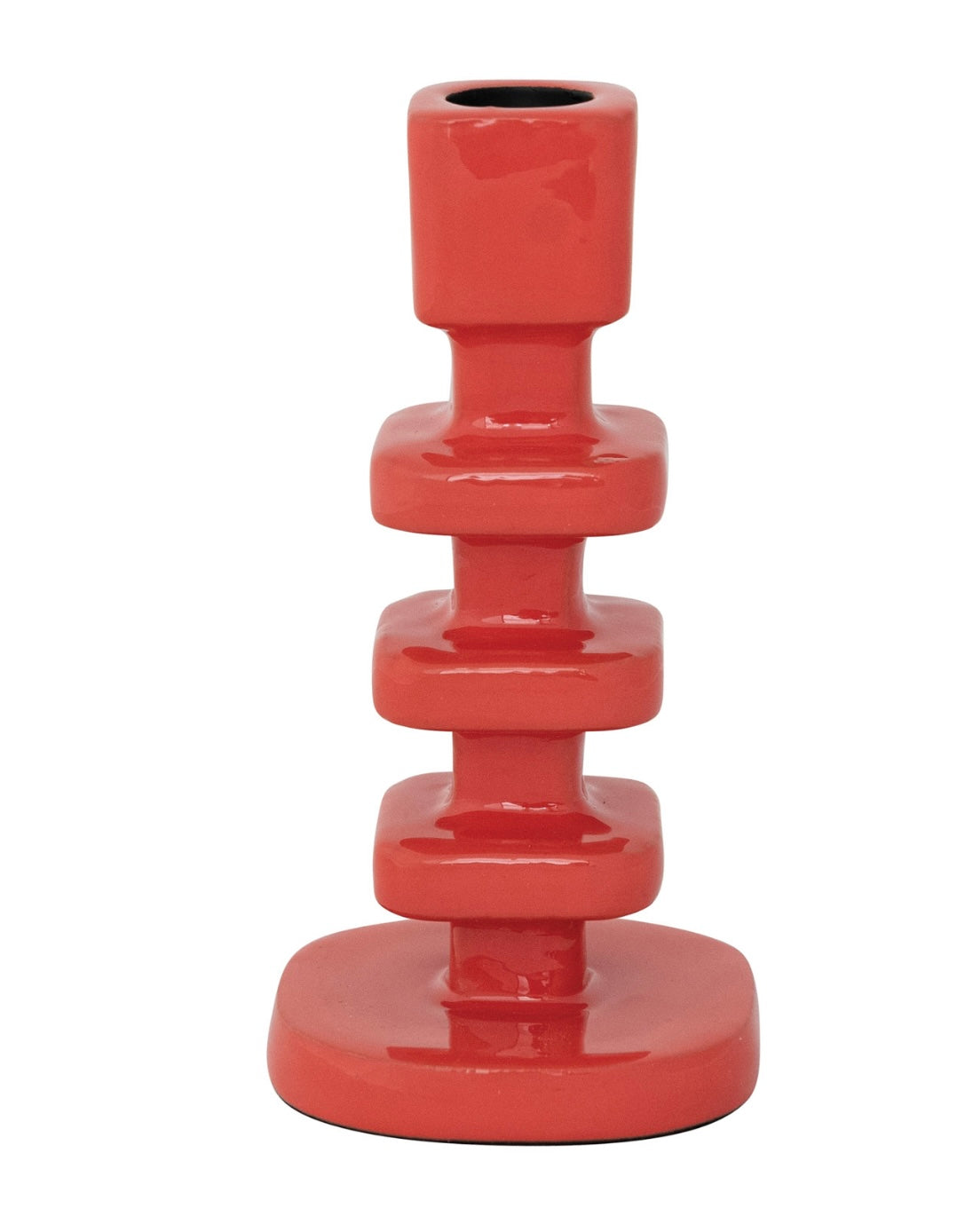 Enameled Aluminum Taper Holder Coral Color