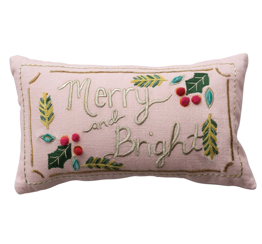 Lumbar Pillow with Hand-Embroidery