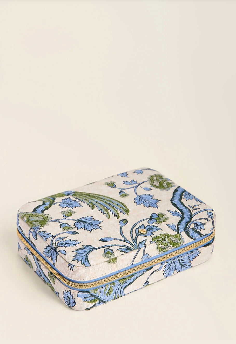 XL Jewelry Travel Case Japonica Bird Green