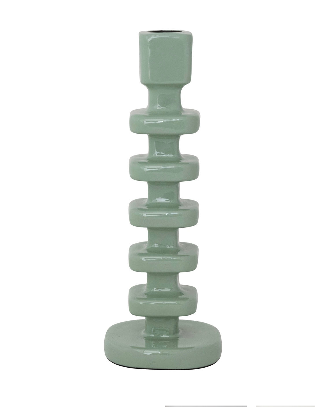 Enameled Aluminum Taper Holder Sage Color