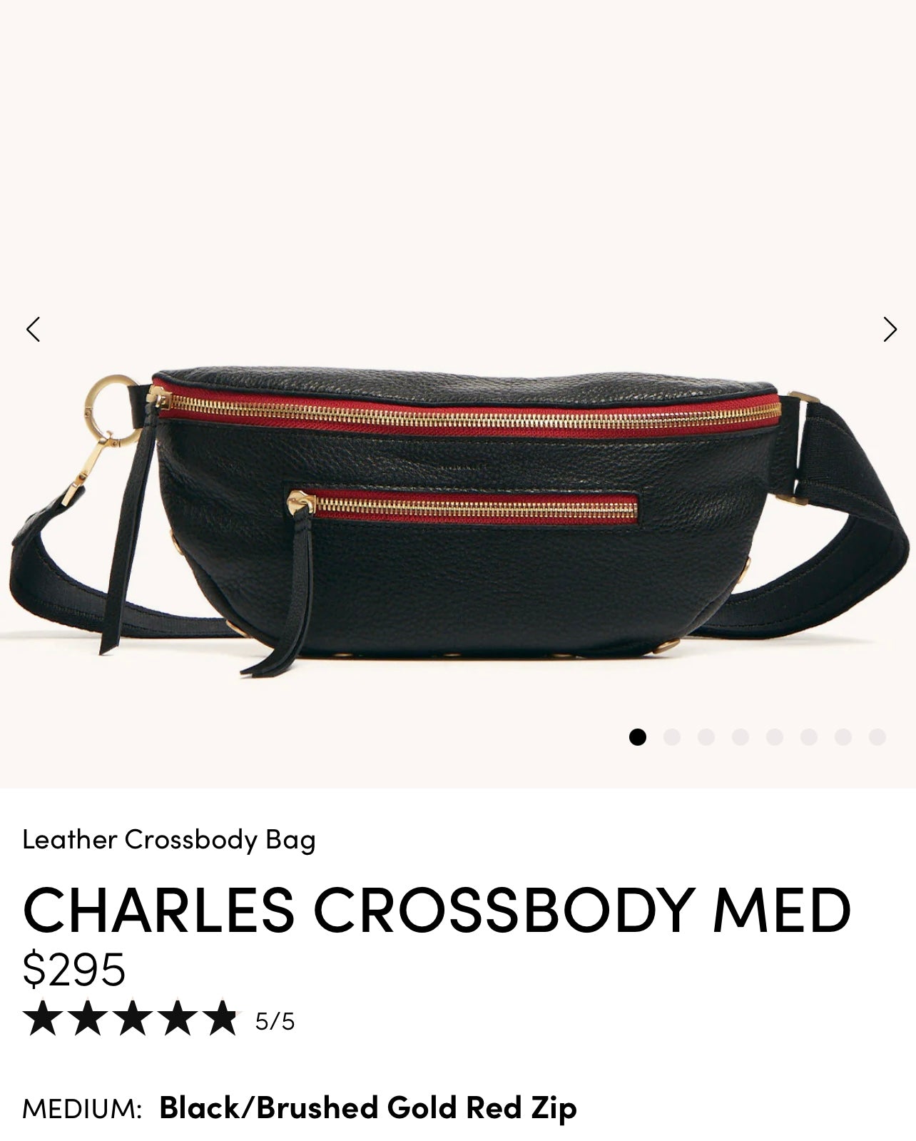Hammitt Charles Crossbody Med Black with Red Zipper