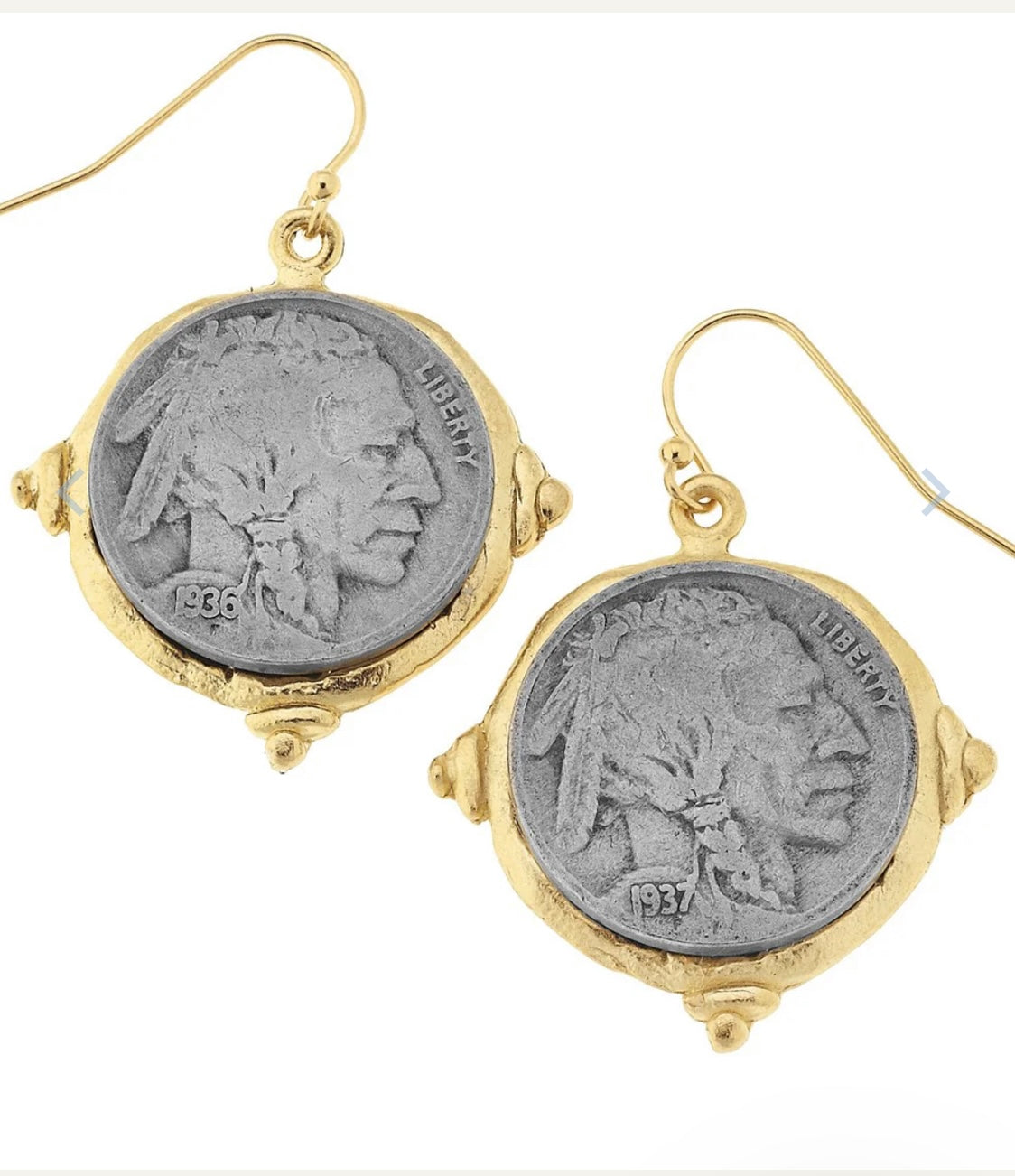 Susan Shaw American Indian Nickel Earrings