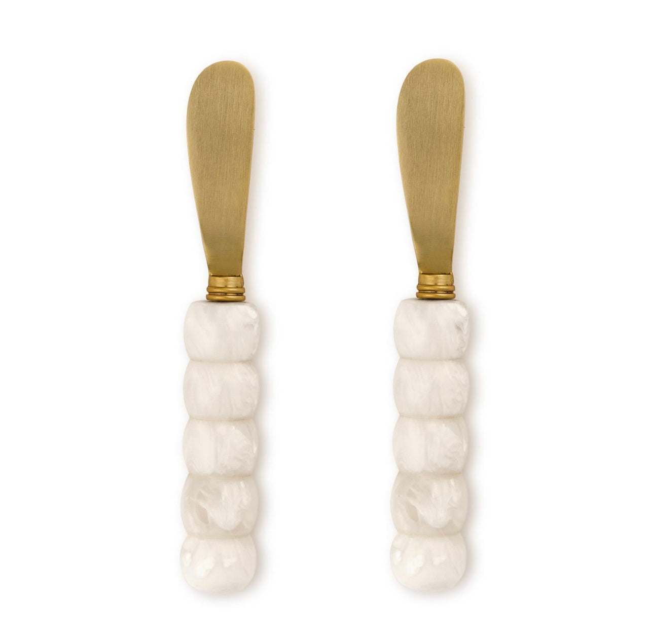 White Beaded Spreaders Set of 2