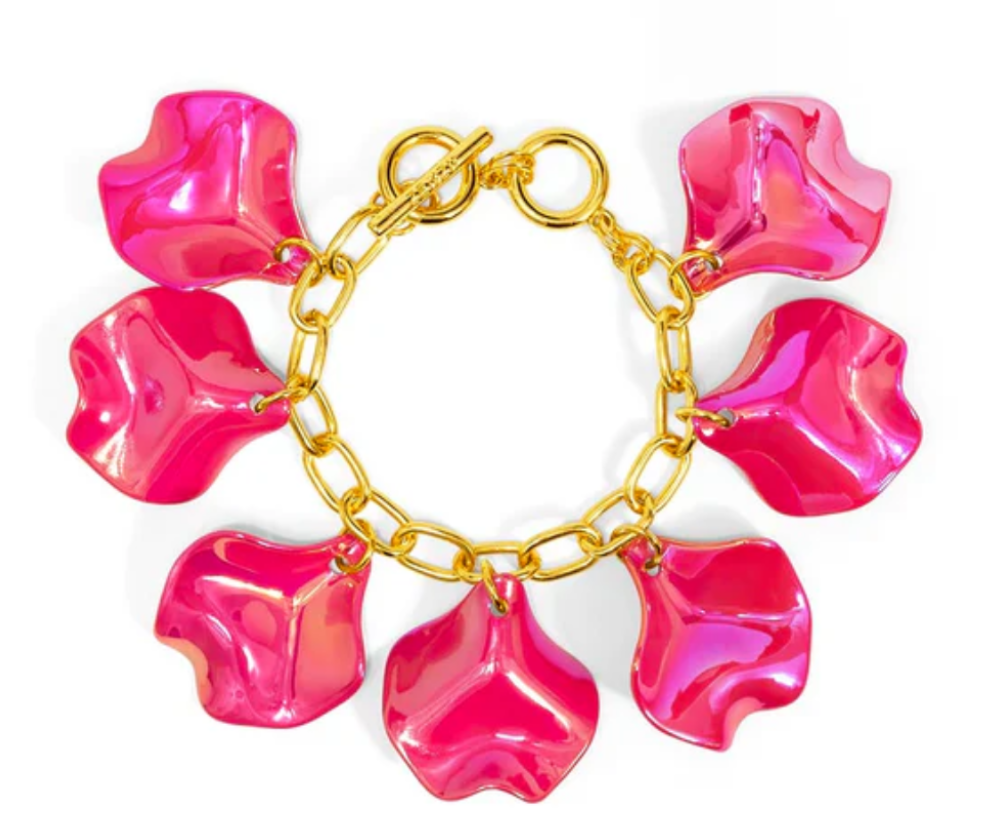 Zenzii irredescent Pearl cluster bracelet hot pink