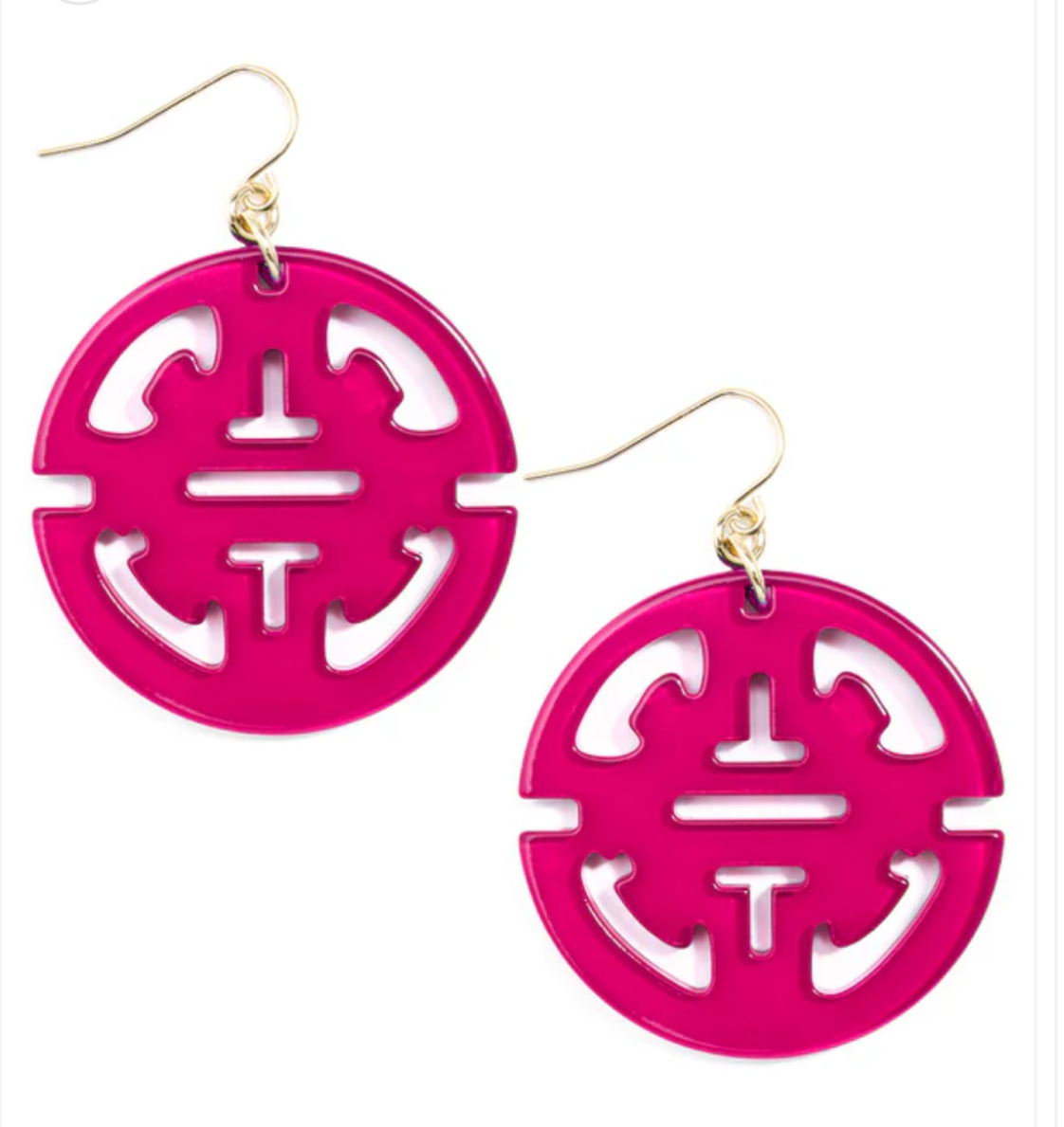 Zenzii Isabella resin drop earrings hot pink