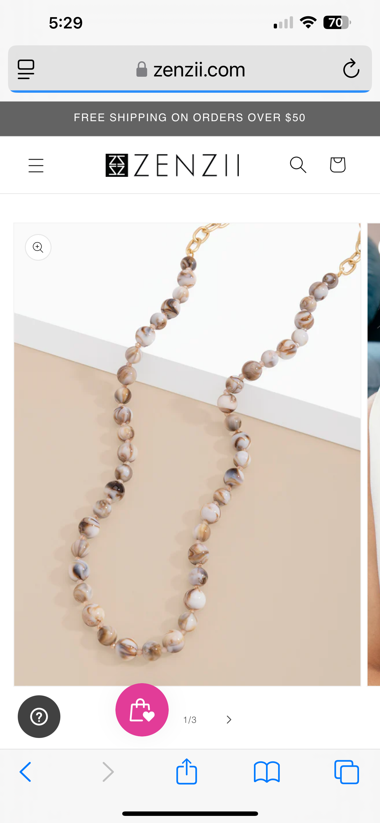 Zenzii Gabriella long necklace beige